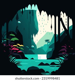 vector illustration of cave cartoon