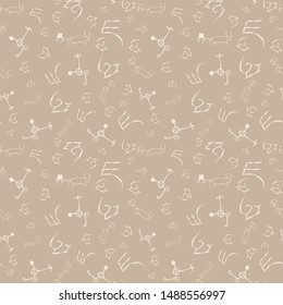 Vector illustration of cave drawings. Isolated from background. Seamless pattern for gifts, posters, flyers, wallpaper, textile, fabric and scrapbooking.