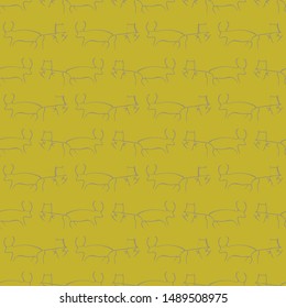 Vector illustration of cave drawings. Isolated from background. Seamless pattern for gifts, posters, flyers, wallpaper, textile, fabric and scrapbooking.