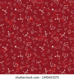 Vector illustration of cave drawings. Isolated from background. Seamless pattern for gifts, posters, flyers, wallpaper, textile, fabric and scrapbooking.