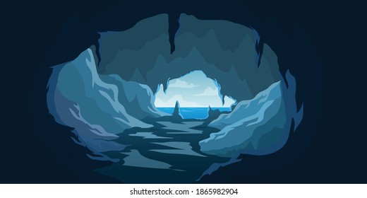 vector illustration of a cave on the beach