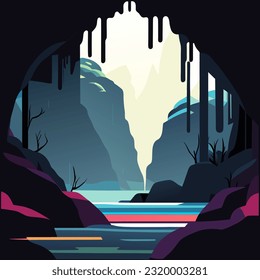 vector illustration of cave view