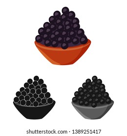 Vector illustration of caviar  and black logo. Set of caviar  and fish vector icon for stock.