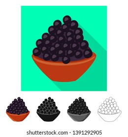 Vector illustration of caviar  and black sign. Collection of caviar  and fish vector icon for stock.