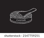 Vector illustration of caviar in black and white sketch style
