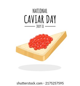 vector illustration, caviar on toast, isolated on white background, as a banner or poster, national caviar day.