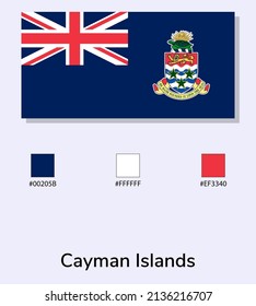 Ilustración vectorial de la bandera de las Islas Caimán aislada en un fondo azul claro. Ilustración de la bandera de las Islas Caimán con códigos de color. Lo más cerca posible del original. 
