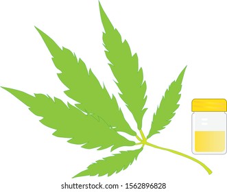 A vector illustration of CBD next to the plant