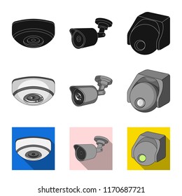 Vector illustration of cctv and camera icon. Collection of cctv and system stock symbol for web.