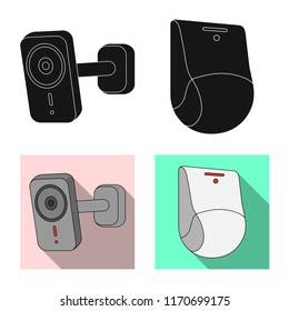 Vector illustration of cctv and camera icon. Collection of cctv and system vector icon for stock.