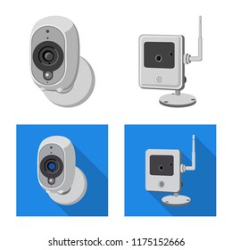 Vector illustration of cctv and camera icon. Collection of cctv and system stock vector illustration.