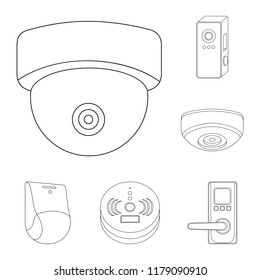 Vector illustration of cctv and camera icon. Set of cctv and system vector icon for stock.