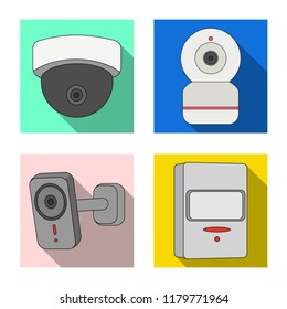 Vector illustration of cctv and camera icon. Set of cctv and system stock symbol for web.