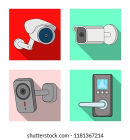 Vector illustration of cctv and camera icon. Set of cctv and system stock symbol for web.