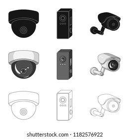 Vector illustration of cctv and camera icon. Collection of cctv and system stock vector illustration.