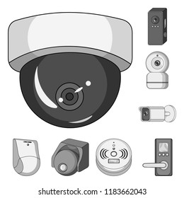 Vector illustration of cctv and camera icon. Set of cctv and system vector icon for stock.