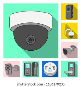 Vector illustration of cctv and camera icon. Collection of cctv and system stock vector illustration.