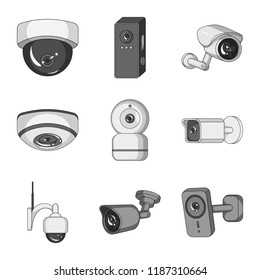 Vector illustration of cctv and camera icon. Set of cctv and system stock symbol for web.