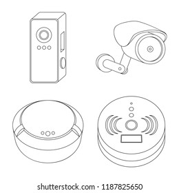 Vector illustration of cctv and camera icon. Collection of cctv and system stock vector illustration.