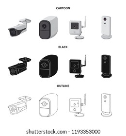 Vector illustration of cctv and camera icon. Set of cctv and system stock vector illustration.
