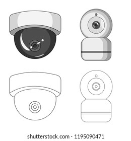 Vector illustration of cctv and camera icon. Set of cctv and system stock vector illustration.