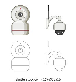 Vector illustration of cctv and camera icon. Set of cctv and system stock symbol for web.
