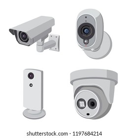 Vector illustration of cctv and camera icon. Collection of cctv and system vector icon for stock.