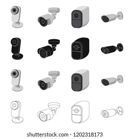 Vector illustration of cctv and camera icon. Set of cctv and system stock vector illustration.