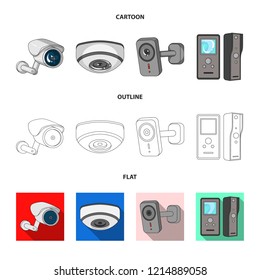 Vector illustration of cctv and camera icon. Set of cctv and system stock symbol for web.