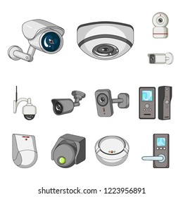 Vector illustration of cctv and camera icon. Collection of cctv and system vector icon for stock.