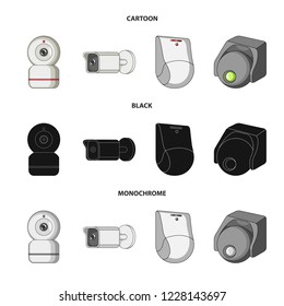 Vector illustration of cctv and camera icon. Collection of cctv and system stock vector illustration.