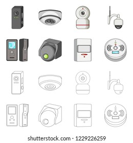 Vector illustration of cctv and camera icon. Collection of cctv and system vector icon for stock.