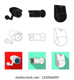 Vector illustration of cctv and camera icon. Set of cctv and system stock symbol for web.