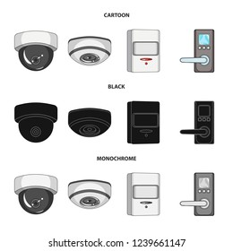 Vector illustration of cctv and camera icon. Collection of cctv and system stock vector illustration.