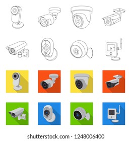 Vector Illustration Cctv Camera Icon Collection Stock Vector (Royalty ...