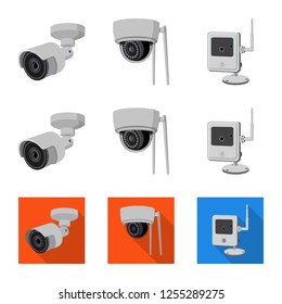 Vector illustration of cctv and camera icon. Set of cctv and system stock symbol for web.