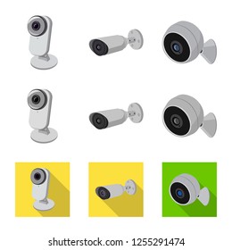 Vector illustration of cctv and camera icon. Collection of cctv and system vector icon for stock.