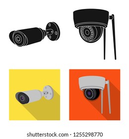 Vector illustration of cctv and camera icon. Set of cctv and system stock symbol for web.