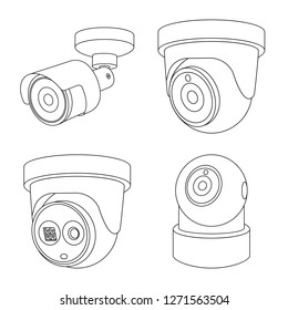 Vector illustration of cctv and camera icon. Collection of cctv and system stock vector illustration.