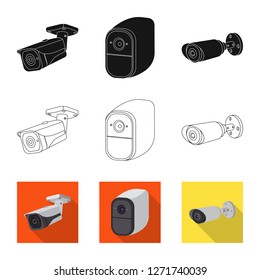 Vector illustration of cctv and camera icon. Set of cctv and system stock symbol for web.