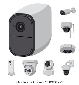 Vector illustration of cctv and camera icon. Collection of cctv and system stock vector illustration.