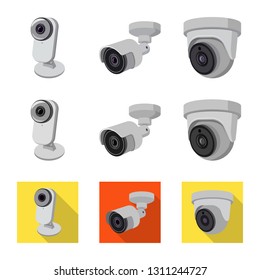 Vector illustration of cctv and camera icon. Collection of cctv and system stock symbol for web.