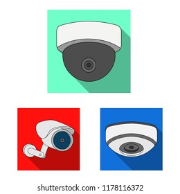 Vector illustration of cctv and camera logo. Collection of cctv and system stock symbol for web.