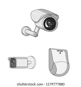 Vector illustration of cctv and camera logo. Set of cctv and system vector icon for stock.