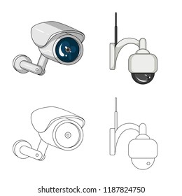 Vector illustration of cctv and camera logo. Set of cctv and system stock vector illustration.