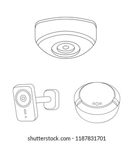 Vector illustration of cctv and camera logo. Collection of cctv and system stock symbol for web.
