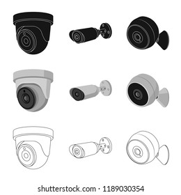 Vector illustration of cctv and camera logo. Collection of cctv and system vector icon for stock.