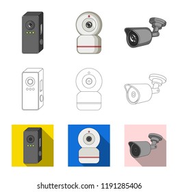 Vector illustration of cctv and camera logo. Set of cctv and system stock vector illustration.
