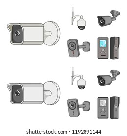 Vector illustration of cctv and camera logo. Set of cctv and system vector icon for stock.