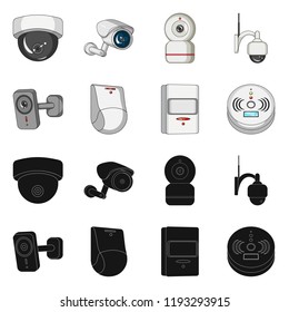 Vector illustration of cctv and camera logo. Collection of cctv and system stock symbol for web.